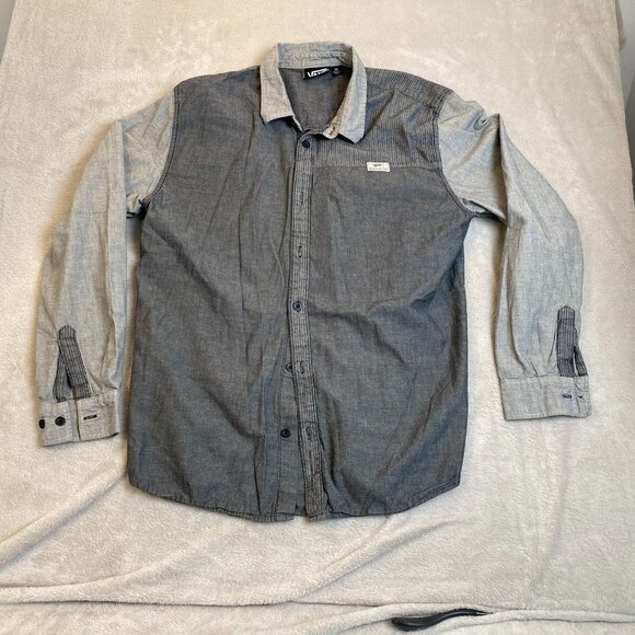 Vans Mens Shirt Size XL  Two-Tone Chambray Long-Sleeve Button-Up Lightweight Cot - Picture 1 of 8